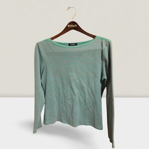 Vintage Ralph Lauren Long Sleeve Striped Cotton T Shirt Large Pink And Green